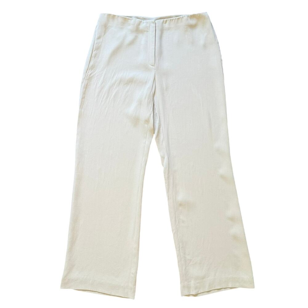 Eileen Fisher Silk Blend Crepe Pants Women’s Small Beige Minimalist